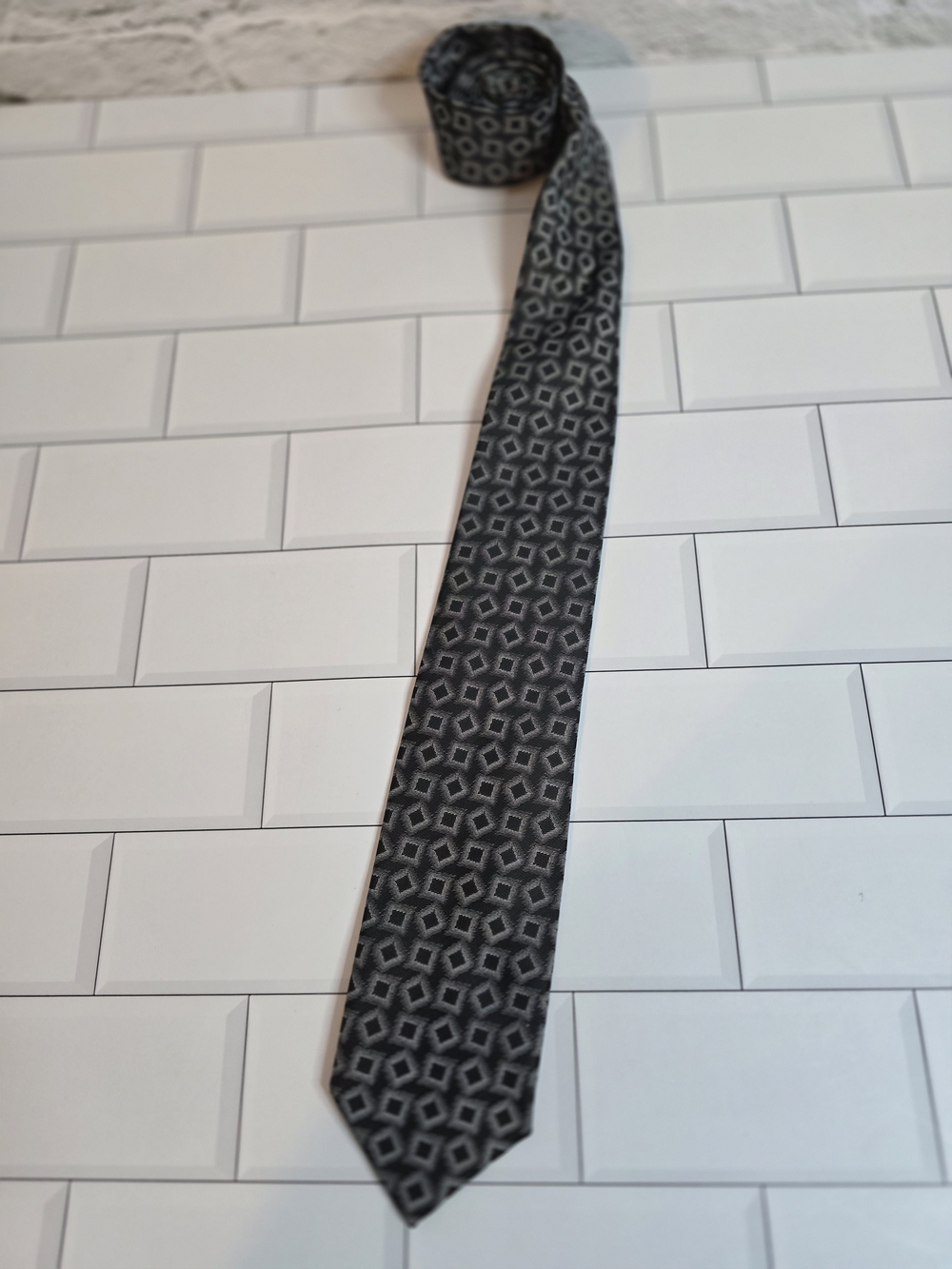 Blair Men's Geometric Pattern Tie - Black and Gray